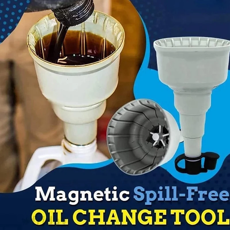

Car Magnetic Oil Drain Funnel 3 in 1 Anti Spill Filter Tool Spill Free Oil Funnel Oil Change Funnel