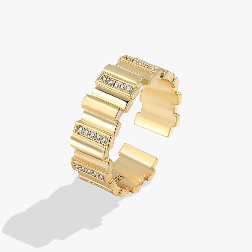 

Женское кольцо в виде полоски из серебра 100% пробы с цирконом