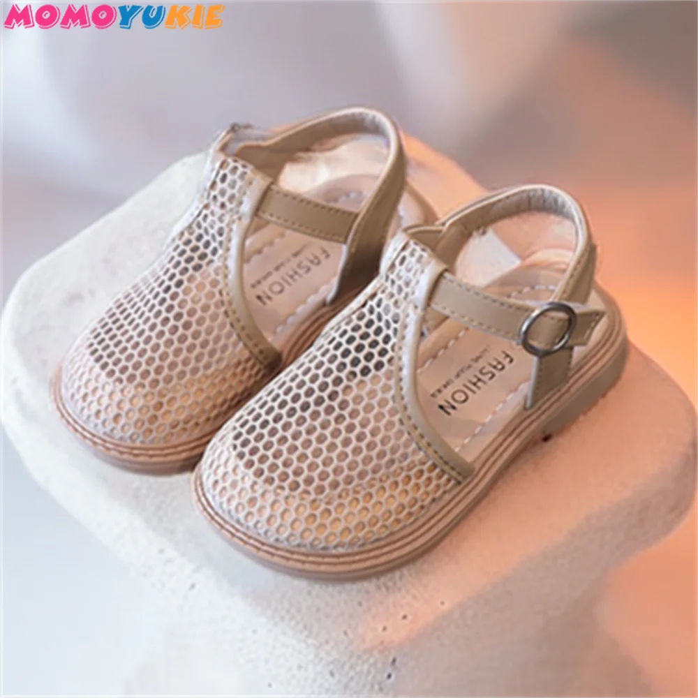 Girl Children Net Shoes Mesh Cut-outs Hollow Toe-covered Soft Princess Sandals Kids Summer Shoes Little Toddlers Casual Style