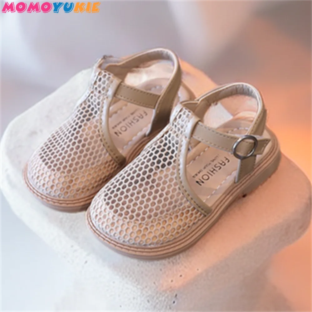 

Girl Children Net Shoes Mesh Cut-outs Hollow Toe-covered Soft Princess Sandals Kids Summer Shoes Little Toddlers Casual Style