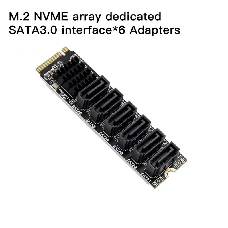 

M.2 M-KEY PCI-E3.0 To 6-port SATA3.0 6G Durable High-speed Expansion Adapter Transfer Card High-end Chip Upgrade HeatDissipation