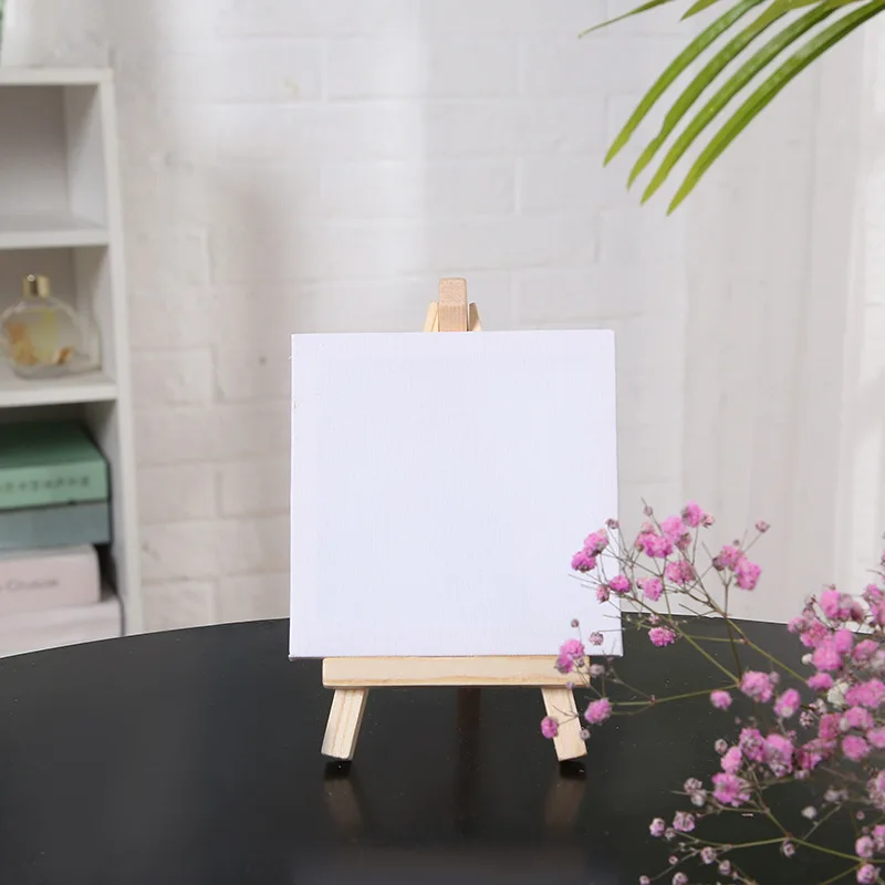 

Artists DIY Drawing 4 inch Mini Easel Mini Canvas Set Painting Kids Painting Craft Small Table Easel for School Home Decoration