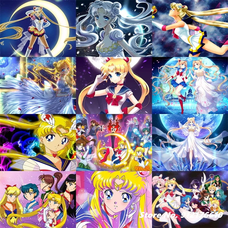 

Bandai Janpanese Anime Sailor Moon Jigsaw Puzzles 1000 Pieces Flat Puzzles Parent-Child Game Decompress Relax Toys Home Decor