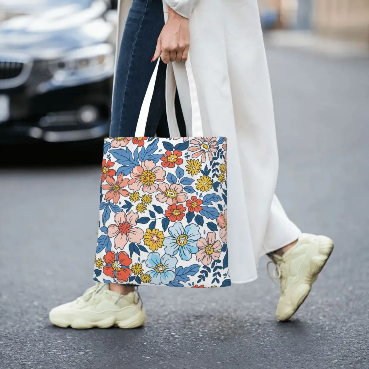 Элегантные весенние сумки-тоуты с цветочным принтом женская сумка холщовая