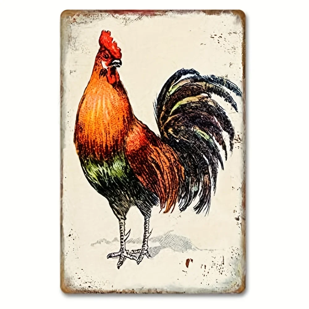 

New Vintage Tin Sign Cock of The Walk Metal Sign Retro Wall Decor for Home Cafes Office Store Pubs Club Sign Gift Plaque Tin