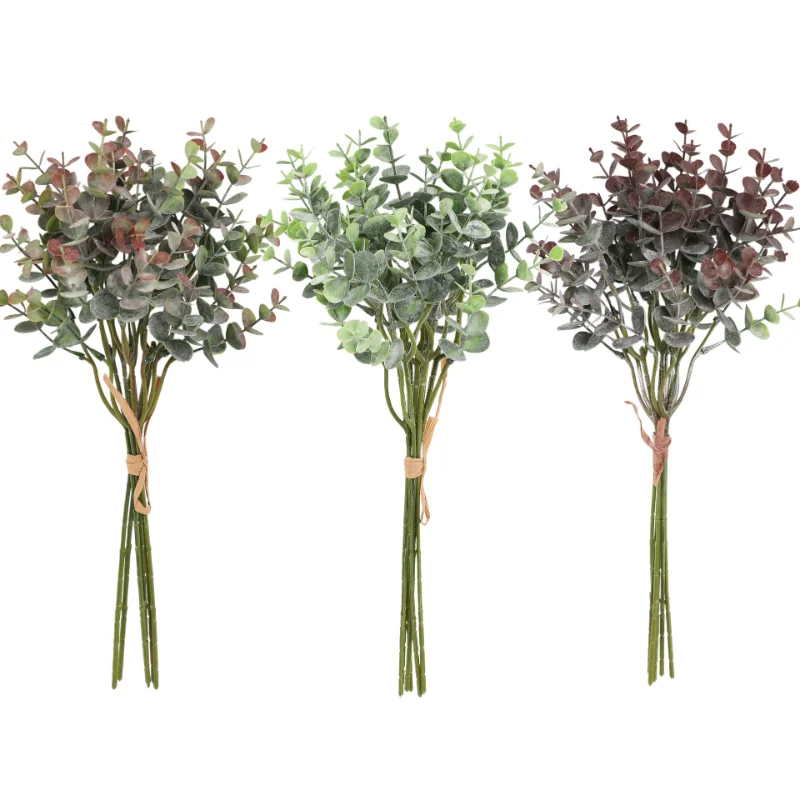 

New 6PCS Artificial Plastic Plant Eucalyptus Leaves for Bouquet Embellish Green Plants Fake Flower Room Artificial Decorations