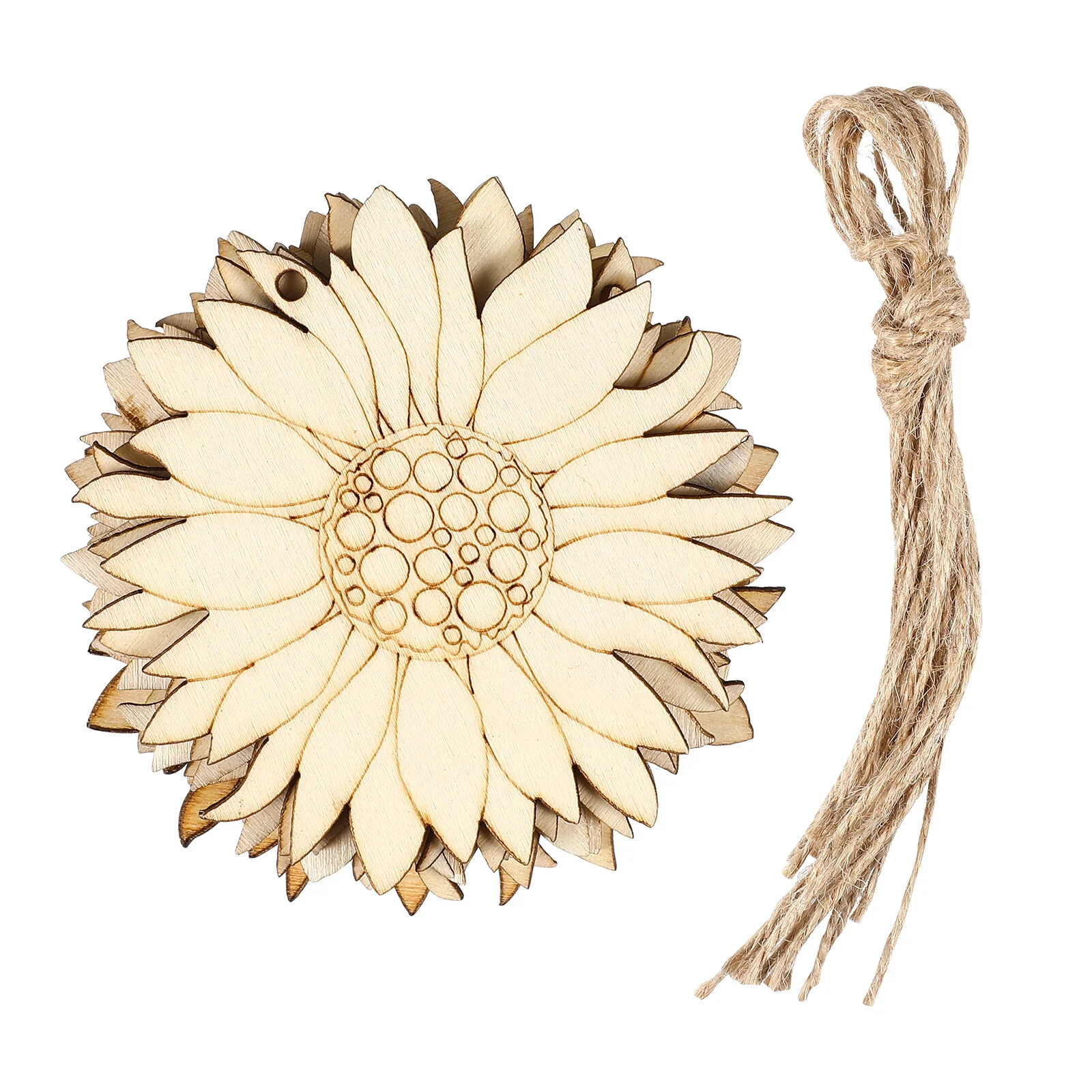 

House Gadgets Unfinished Sunflower Wood Slice DIY Wooden Chip Circle Chips Decoration Bamboo Child