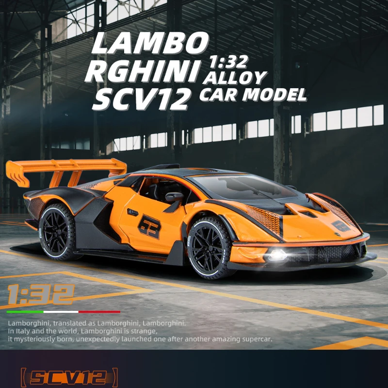 

1:32 Lambos Essenza SCV12 Alloy Sports Car Model Diecast Sound Super Racing Lifting Tail Hot Car Wheel for Children Gifts