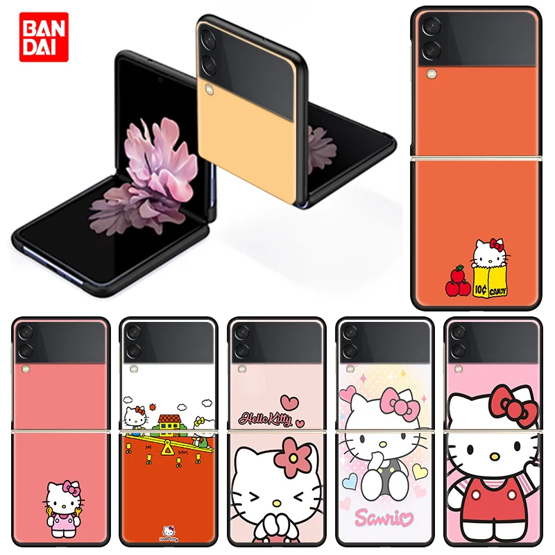 

Hello Kitty Anime Phone Case For Samsung Galaxy Z Flip Flip3 Zflip Zflip3 5G Cover Plastic Matte Thin Casing Couple Luxury