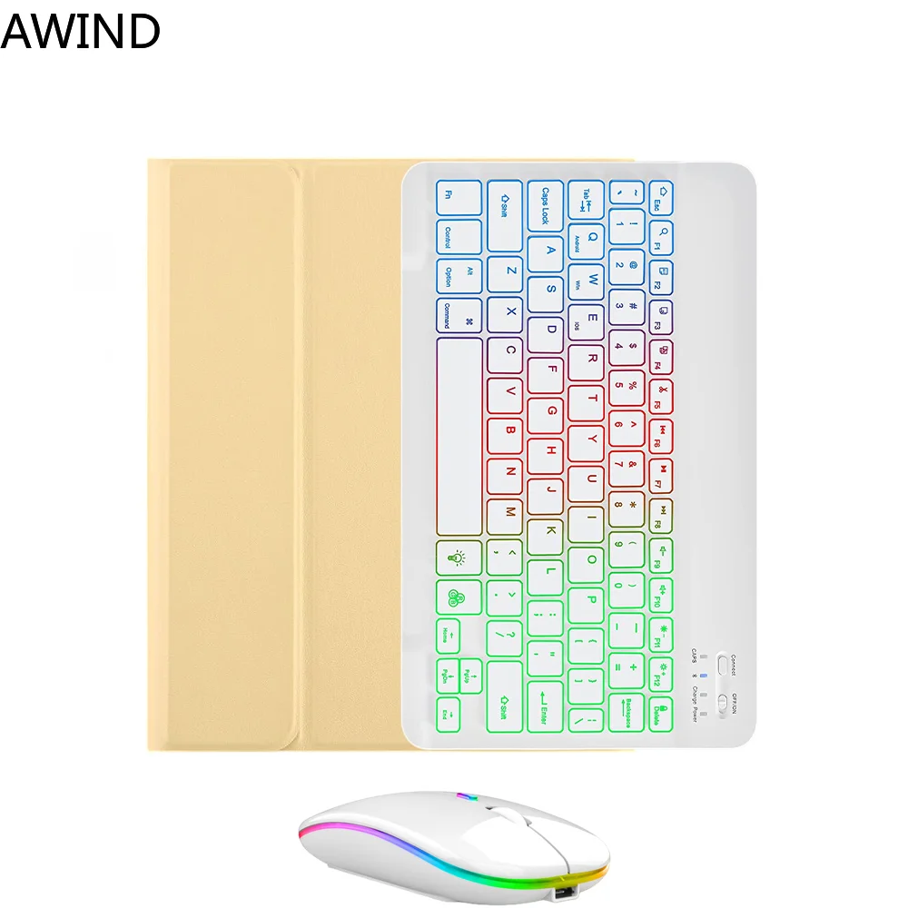 

For Samsung Tab S6 Lite 10.4" Case RGB Keyboard Mouse Rainbow Backlight Korean Spanish Arabic Portuguese Magic Keyboard Fun