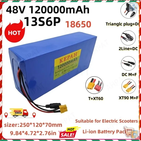❕ ✅ Литиевый аккумулятор 48 В 120 Ач 13s6p для моторизованного скутера Citycoco 120000 мАч 2000 Вт со встроенным 50 А BMS 1% новый оригинальный 🎡 🛒