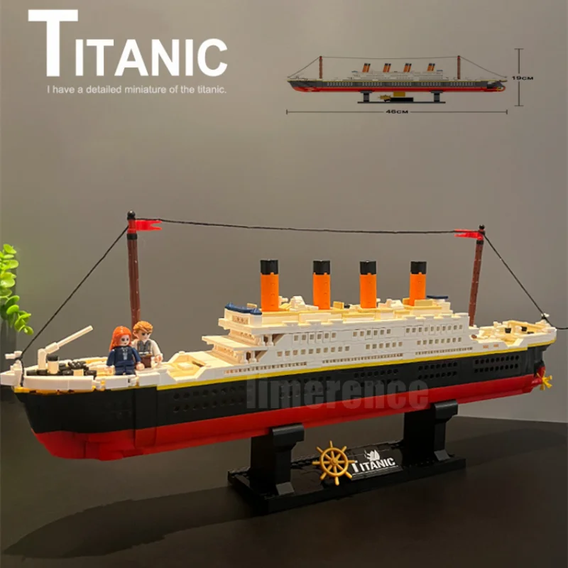 

1288PCS Titanic Model Creative Luxury Cruise Ship Set City DIY Boat Micro Building Blocks Bricks Toys For Kids Adult Gift