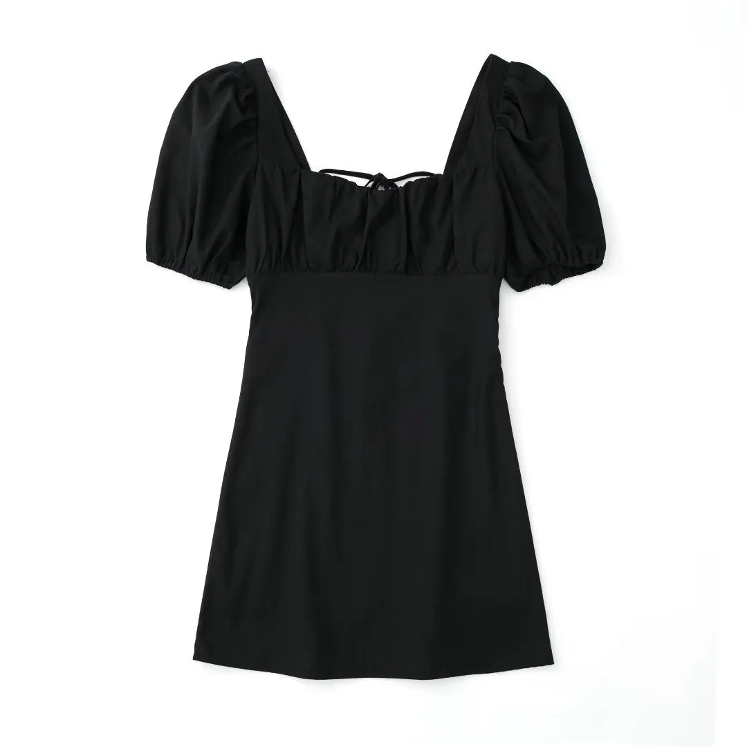 Женское пикантное платье с открытой спиной на шнуровке пышными рукавами женские