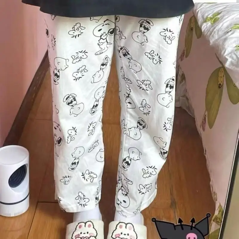 Милые летние женские пижамные брюки с принтом в стиле аниме Snoopy для ношения