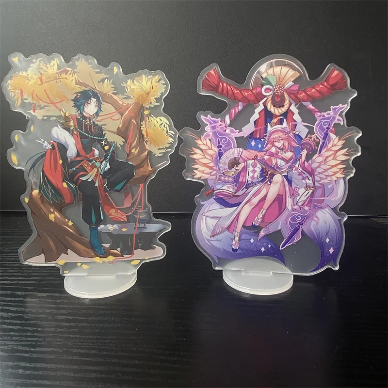 

Popular Anime Genshin Impact Yae Miko Cosplay New Style Acrylic Game Figure Raiden Shogun Stand Model Desk Decor Fans Gift