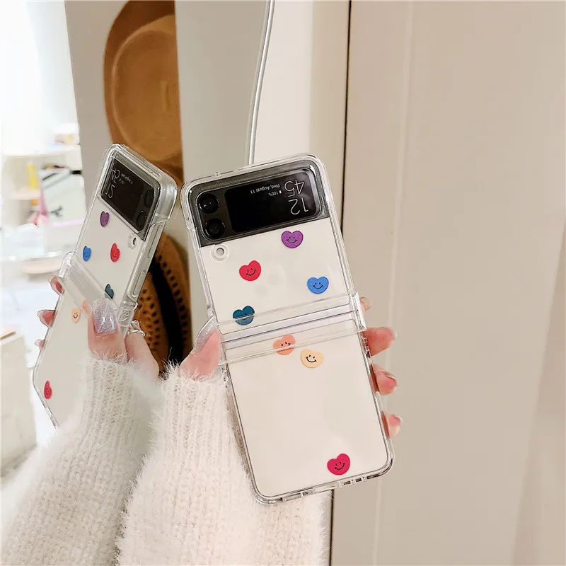 

Чехлы для телефонов Love Smiley для Samsung Galaxy Z Flip 3, роскошный чехол с полным покрытием, прозрачный жесткий чехол из поликарбоната для Samsung Galaxy Z Flip 3 ...