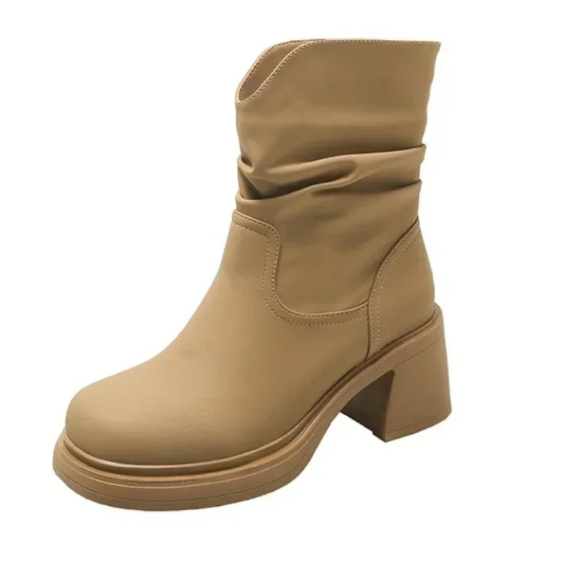 Женские ковбойские ботинки с острым носком коричневые из мягкой кожи в стиле