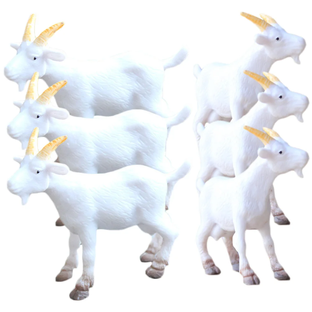 

6Pcs Small Goat Crafts Tiny Decorative Goat Decors Realistic Goat Cognitive Models Mini Goat Decors
