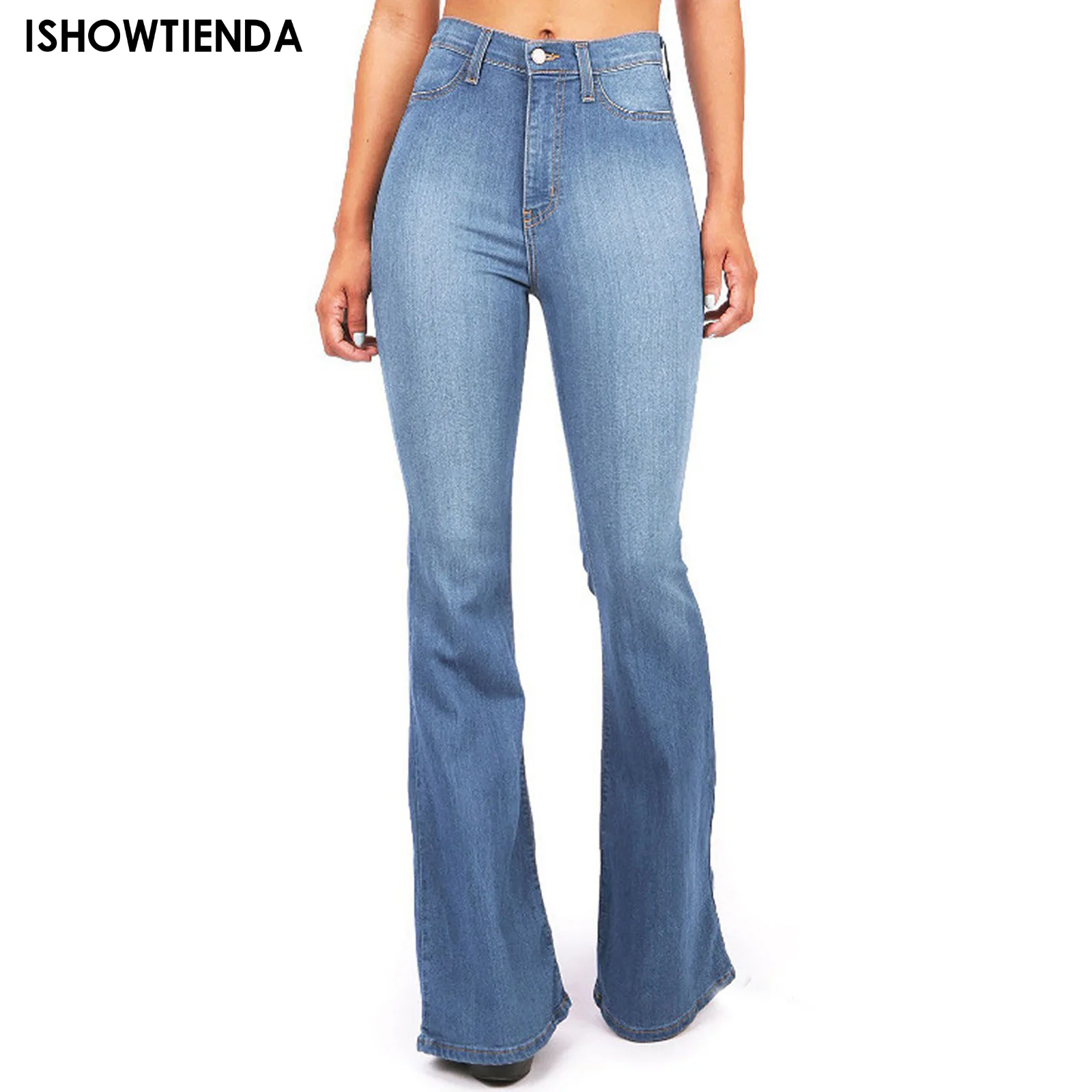 

Женские расклешенные джинсы, Винтажные эластичные джинсовые брюки со средней талией в уличном стиле 90-х, модель Y2k, 2023