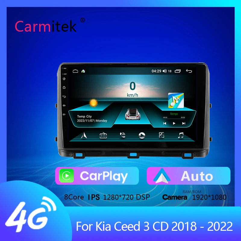 

Автомагнитола Carmitek для Kia Ceed 3 CD 2018-2022, мультимедийный видеоплеер, навигация GPS, Android, 2din, 2 din, dvd