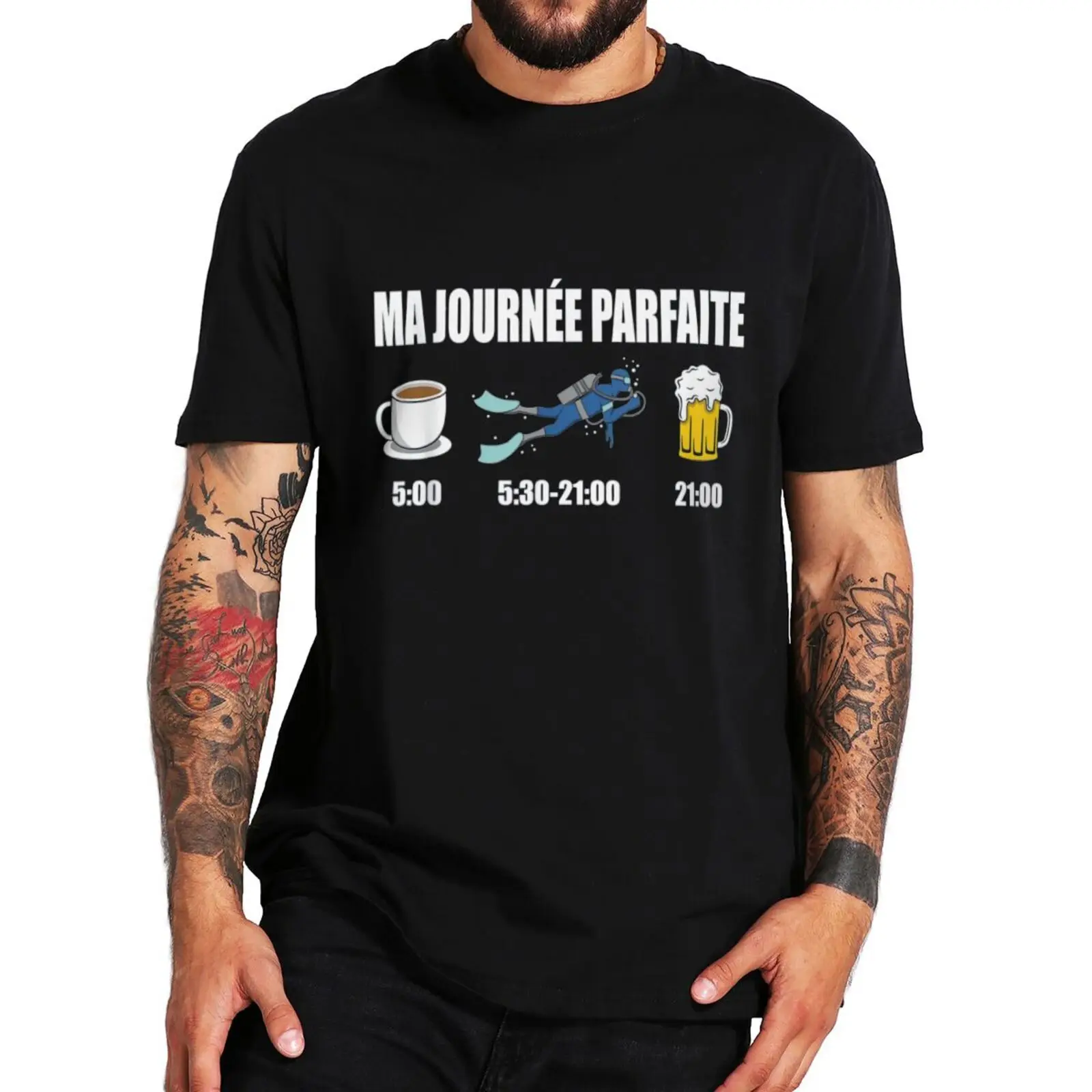 

Ma Journee Parfaite T-shirt Funny Coffee Diving Beer Diver Dive Lovers Tee Tops Summer Casual Cotton Unisex Basic T Shirts