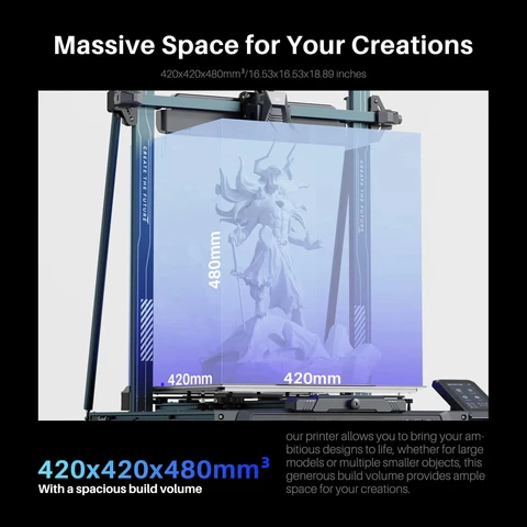 ELEGOO NEPTUNE 4 MAX FDM 3D-принтер с скоростью печати до 500 мм/с, высокоскоростная материнская плата Klipper, объем сборки 420x420x480 мм