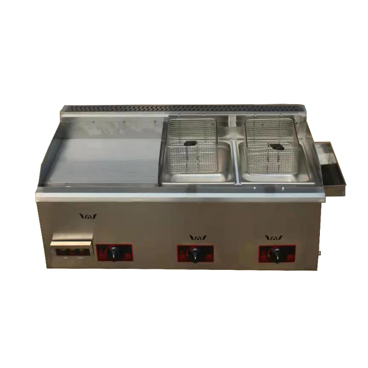 

industrial gas fryer gas griddle all in one machine