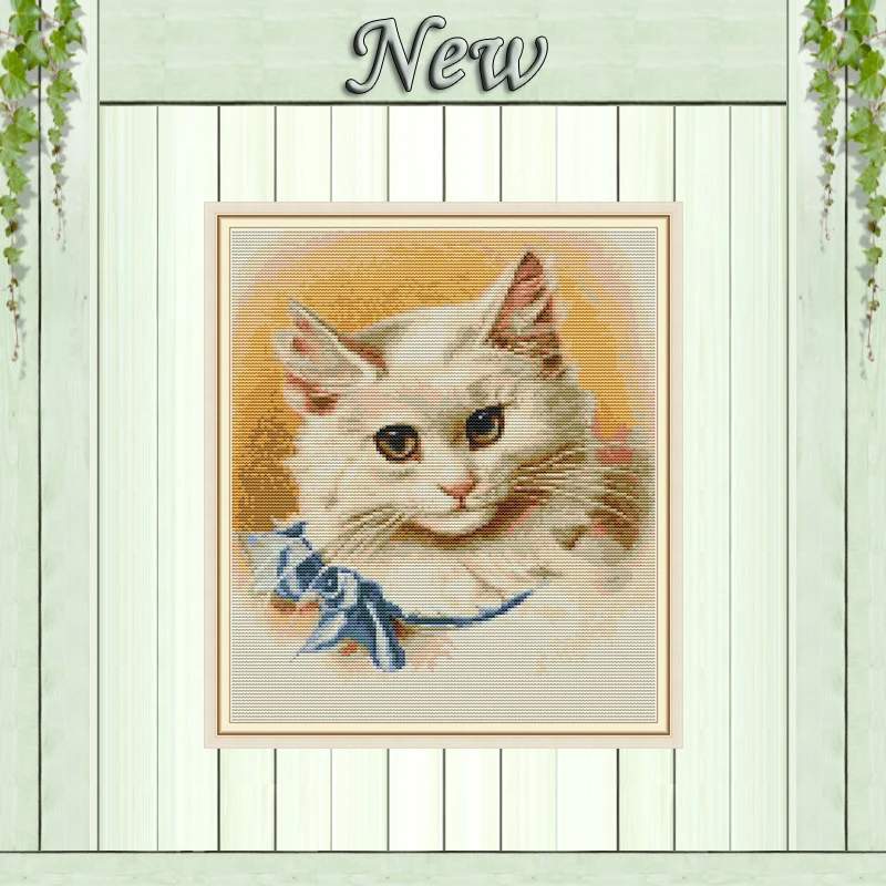 

Кошка с галстуком-бабочкой декоративная картина напечатана на холсте DMC 11CT 14CT китайские наборы для вышивки крестом наборы для вышивки