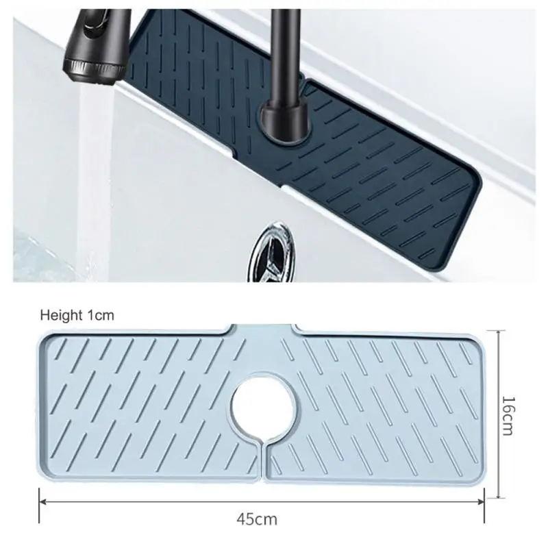 

Kitchen Silicone Faucet Mat Sink Guard Faucet Drainage Mat Drying Kitchen Bathroom Countertop Protection Mat