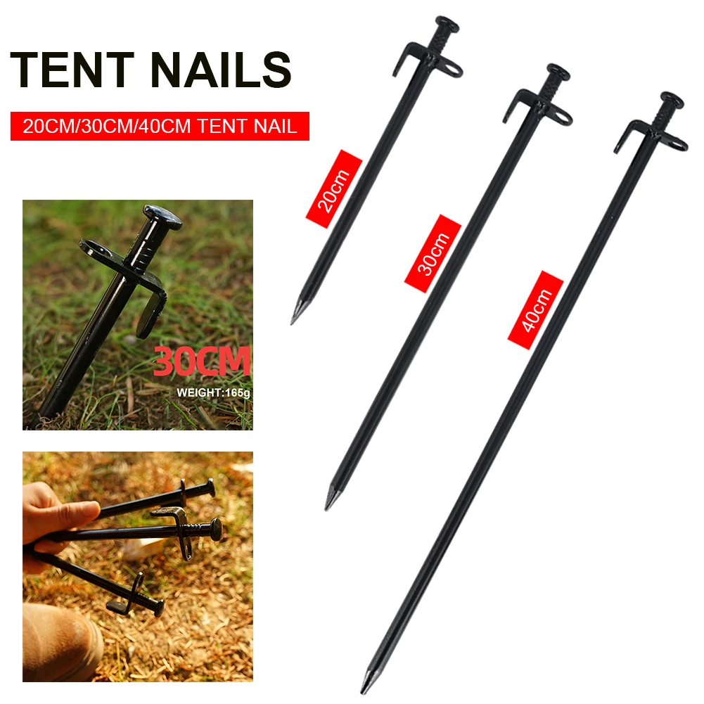 

20/30/40cm Outdoor Camping Tent Stake Ground Nail Steel Tent Peg Backpacking Hiking Equipment Outdoor Camping Tent Accessories