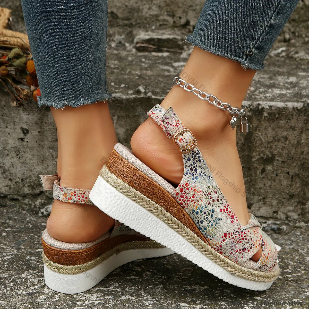 Fashion Peep Toe Wedge Sandals for Women 2023 Summer Lightweight Platform Gladiator Shoes Woman Plus Size Non Slip Beach Sandals