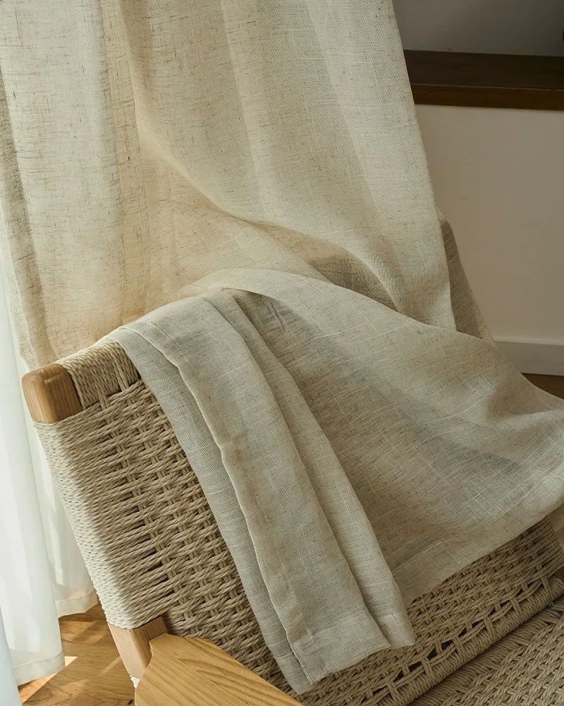 Японские льняные цветные прозрачные шторы для гостиной полузатемненные кухни