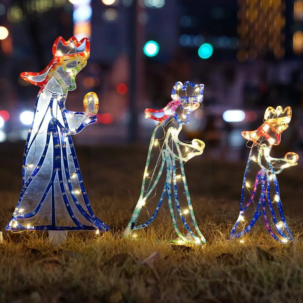 

Outdoor Christmas LED Three 3 Kings Silhouette Motif Rope Light Decoration for Garden Yard New Year Christmas Decoration Pa K6O7