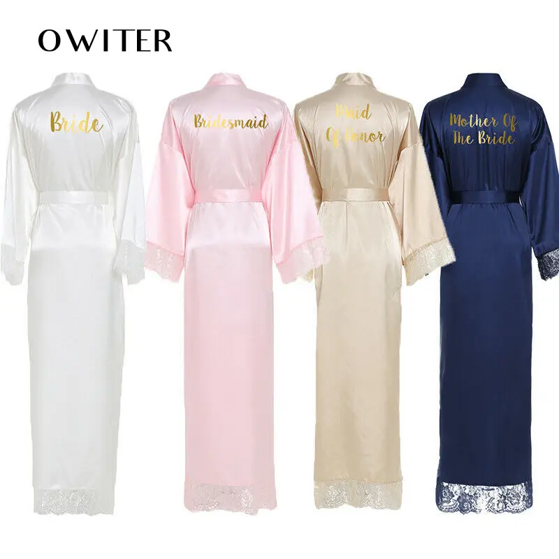 

Шелковые атласные кружевные халаты, халат невесты, женский свадебный длинный халат, халат, белая одежда для сна, платье для женщин