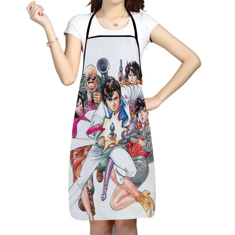 

Kitchen Apron City Hunter Anime Printed Sleeveless Oxford Fabric Aprons for Men Women Home Cleaning Tools Creative Gifts