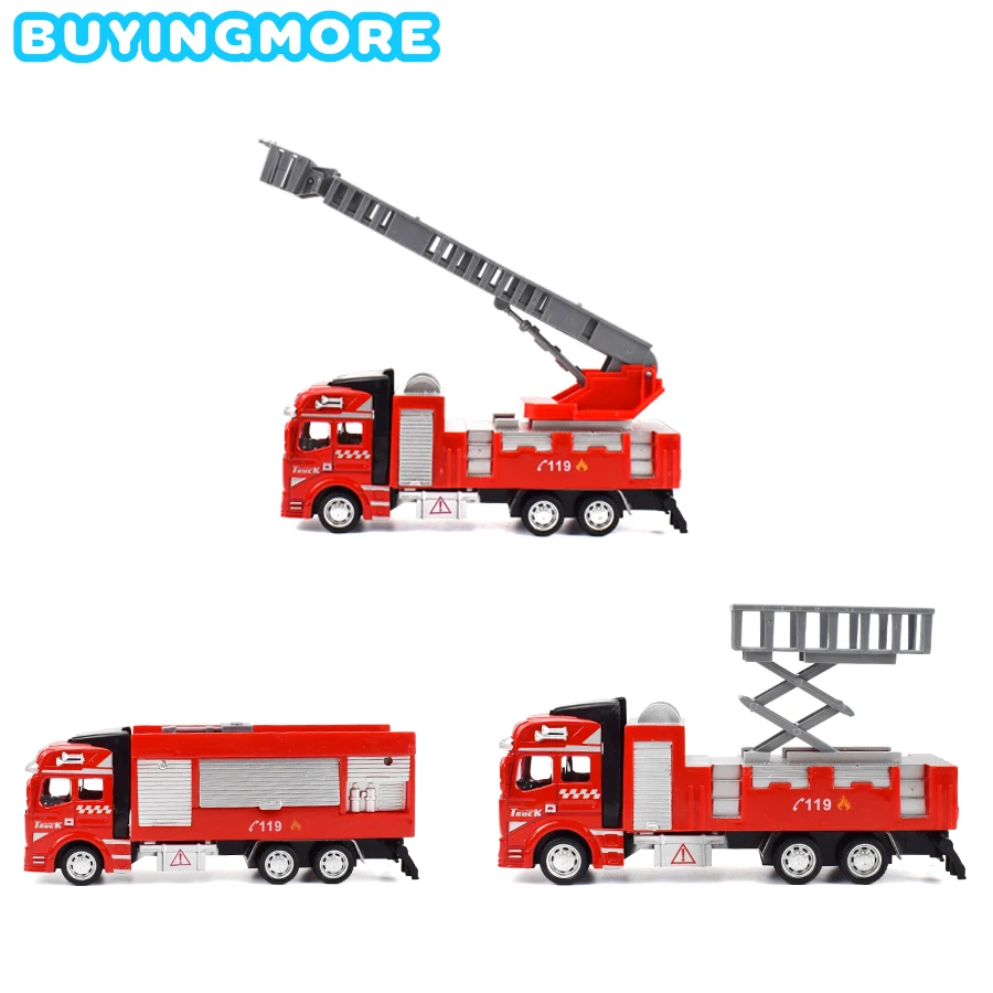 

3 шт./компл., литье под давлением 1:48, модель автомобиля Модель пожарного грузовика, игрушки для мальчиков, металлическая пластиковая модель, ...