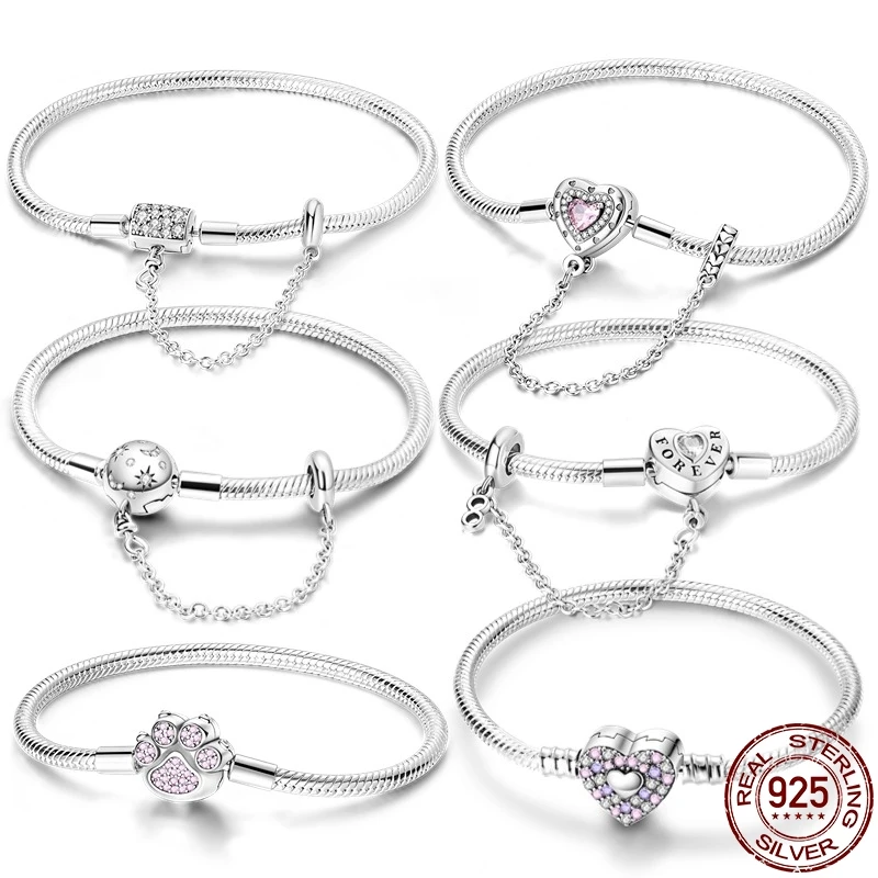 Женский браслет Змея из серебра 2024 пробы с принтом Собачья лапа