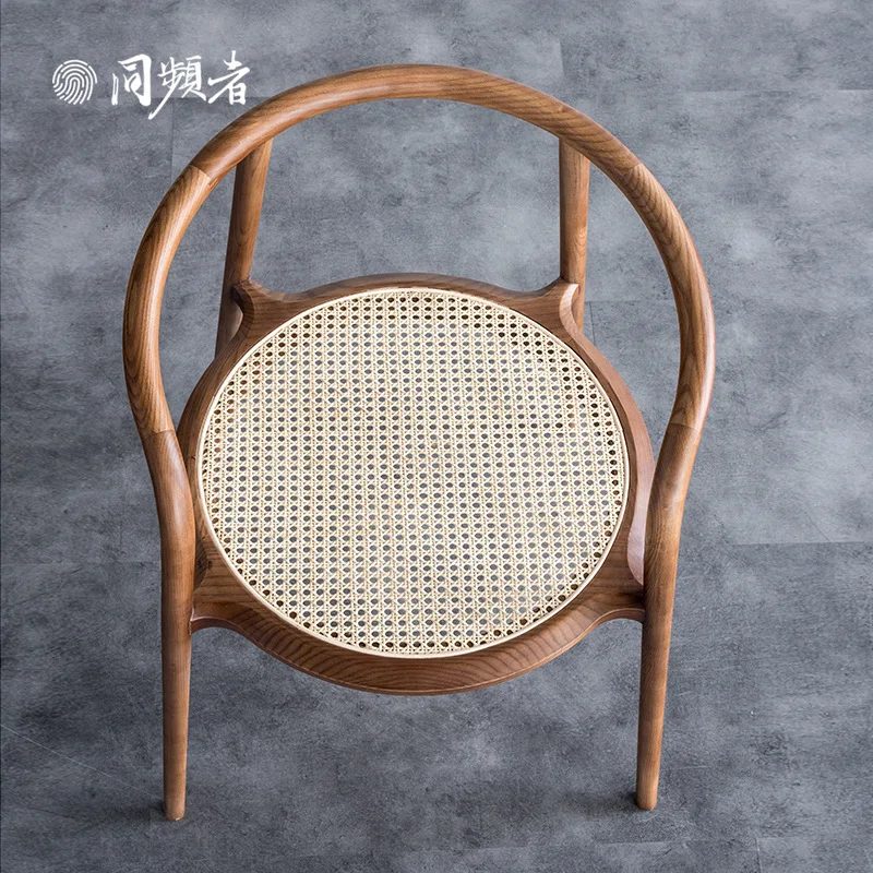 Armrest Backrest Leisure Chinese Ancient Rattan Woven Chair