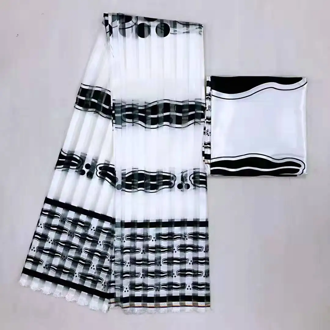 Белая и черная африканская ткань атласный материал из органзы нигерийские Ткани