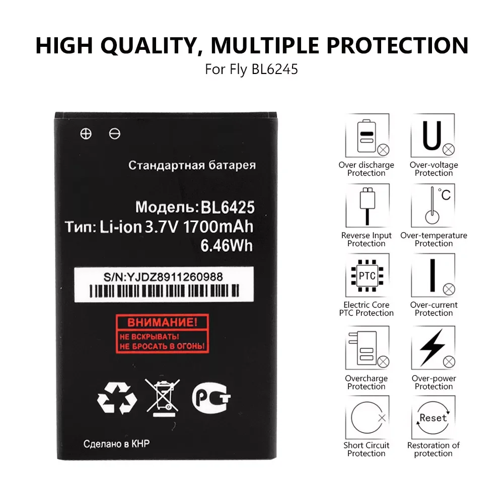 

NEW 1700mAh BL6425 Rechargeable Replacement Battery For Fly FS454 Nimbus 8 FS455 Nimbus 11 FS456 Nimbus 14 FS457 Phone battery