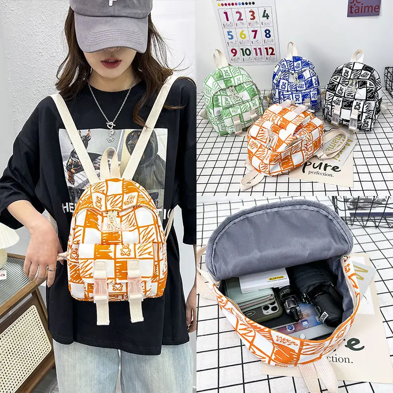 

Fashion New Lady Lattice Travel Cartoon Bag Female Plaid Cute College Backpack Trendy Women Bag Girl Cool Kawaii Laptop bolso mu