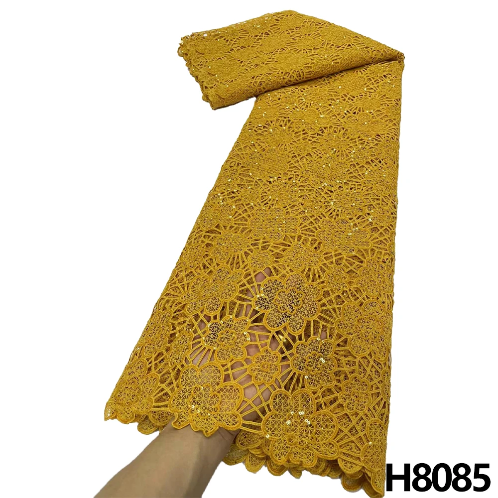 

2023 High Quality African Lace Fabric 100%cotton Swiss Voile Lace With Beads Nigerian Tulle Sequined Popular Dubai Style 5 Yard