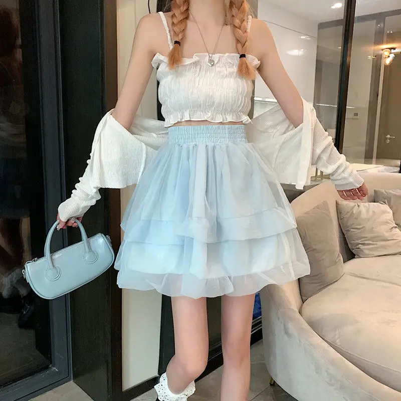 Модная Тюлевая юбка плиссированная для девочек юбки-пачки Женская