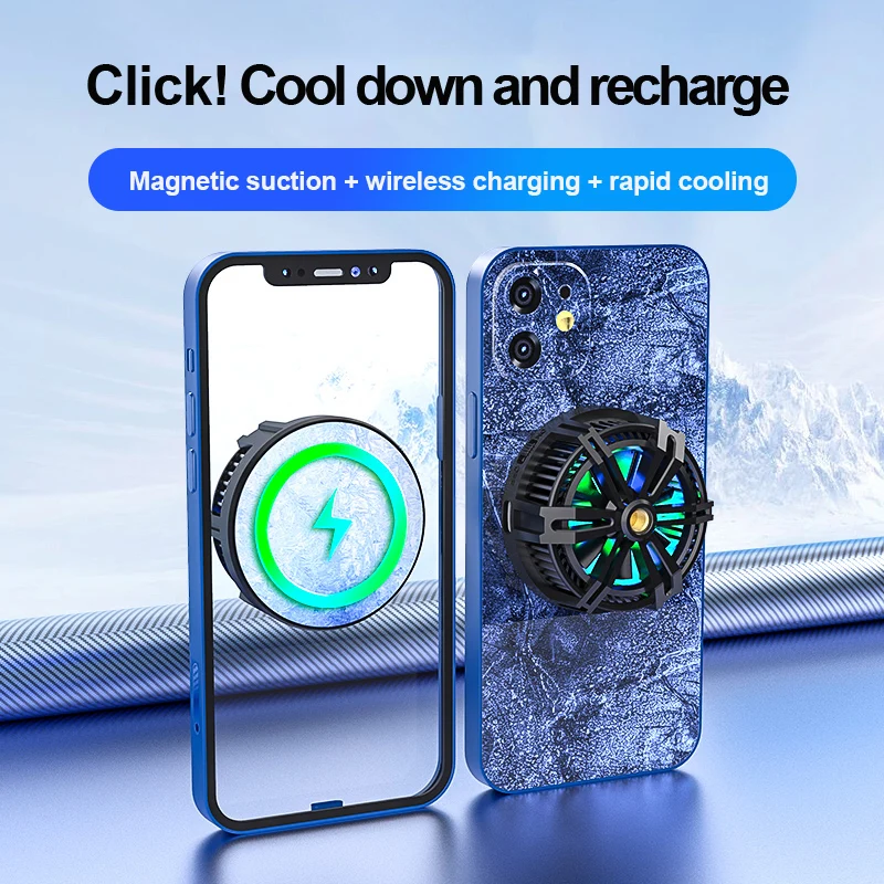 

X13 Magnetic Phone Radiator Wireless Charger Cooling Fan Holder Game Console Live Cooler RGB Fan TYPE-C For Apple Android