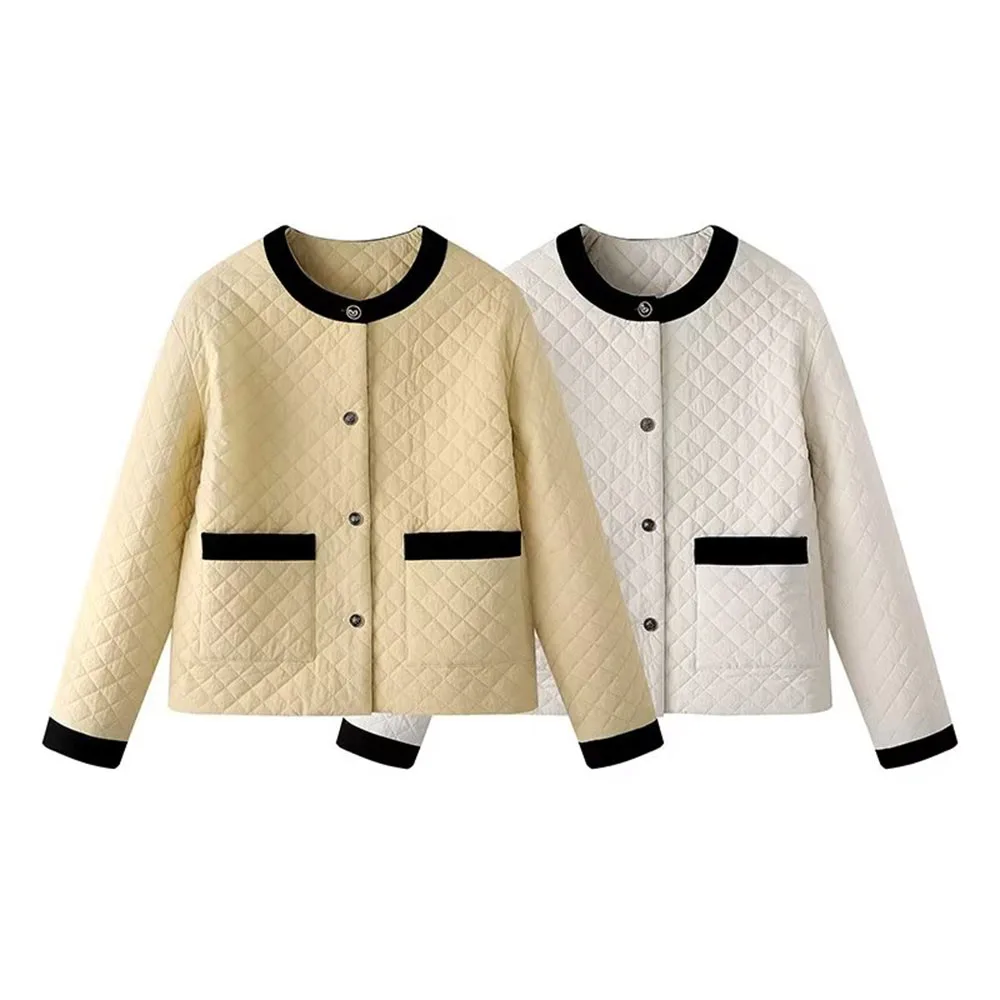 

BER&OYS&ZA Autumn/winter new fashion women's chic color contrast single row button-matching Ringer cotton suit