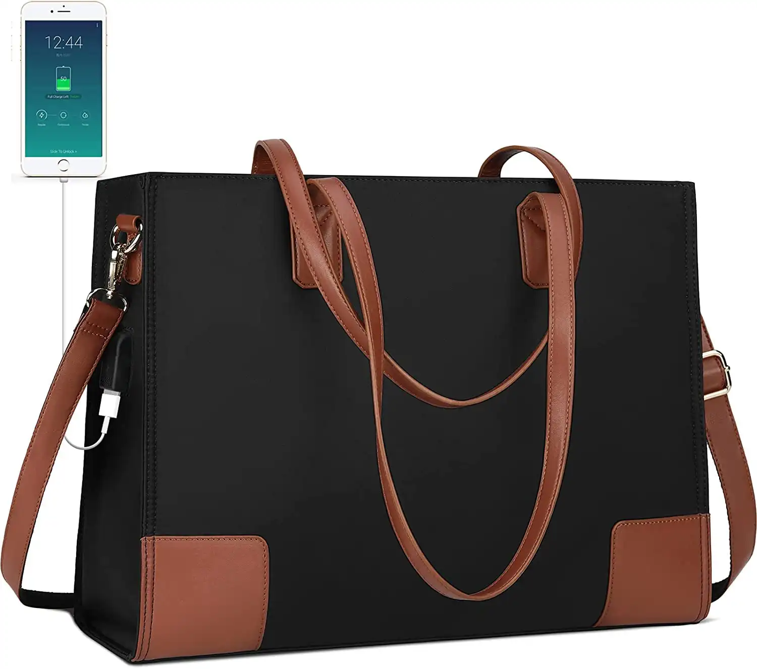 

Tote Bag Women Laptop Bag 15.6 inch Waterproof Work Handbag Black
