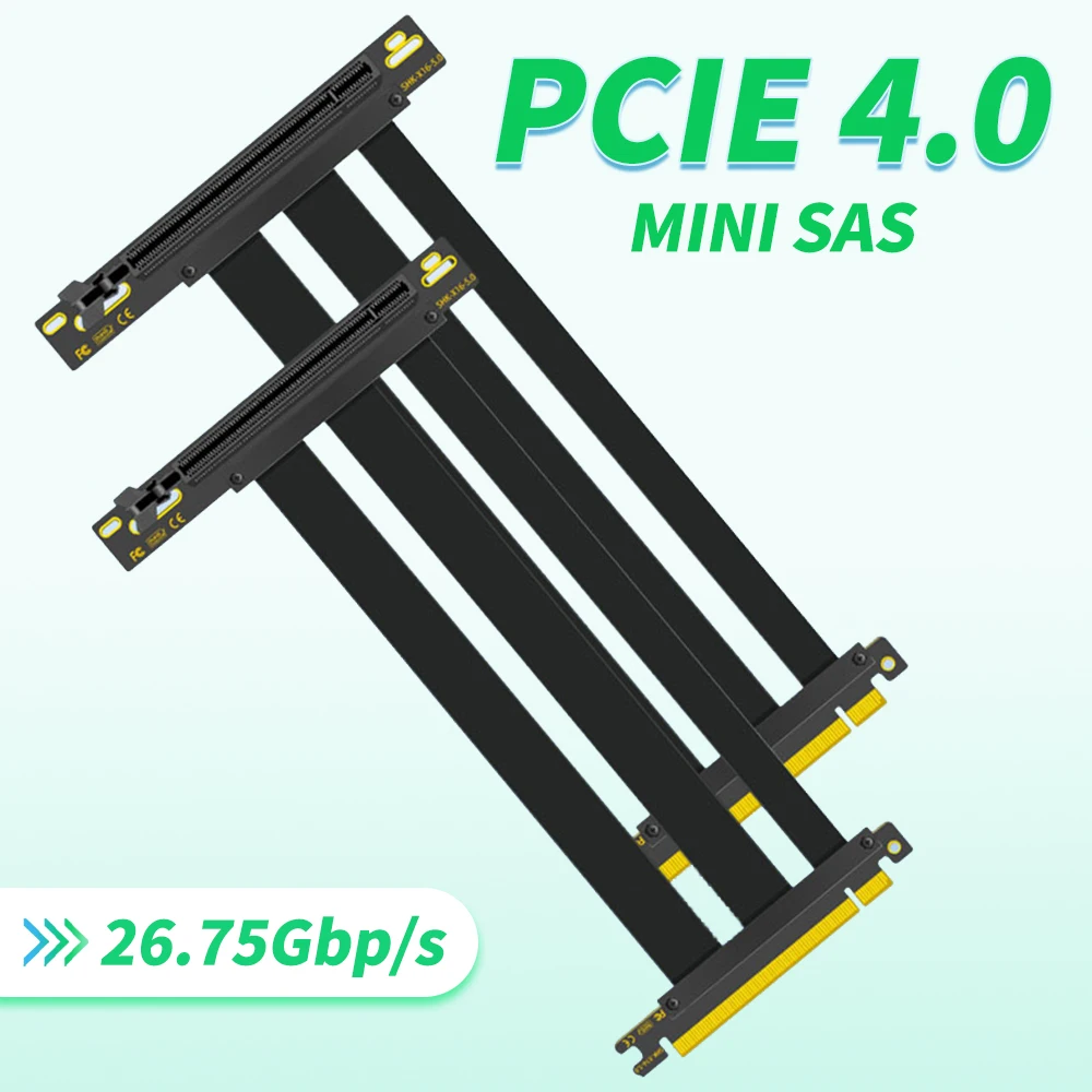 

Черный PCI Express PCI-E GEN4 PCIe 4,0 X16 Райзер удлинитель GPU Кабель + Графическая видеокарта вертикальный кронштейн держатель 15 ~ 200 см