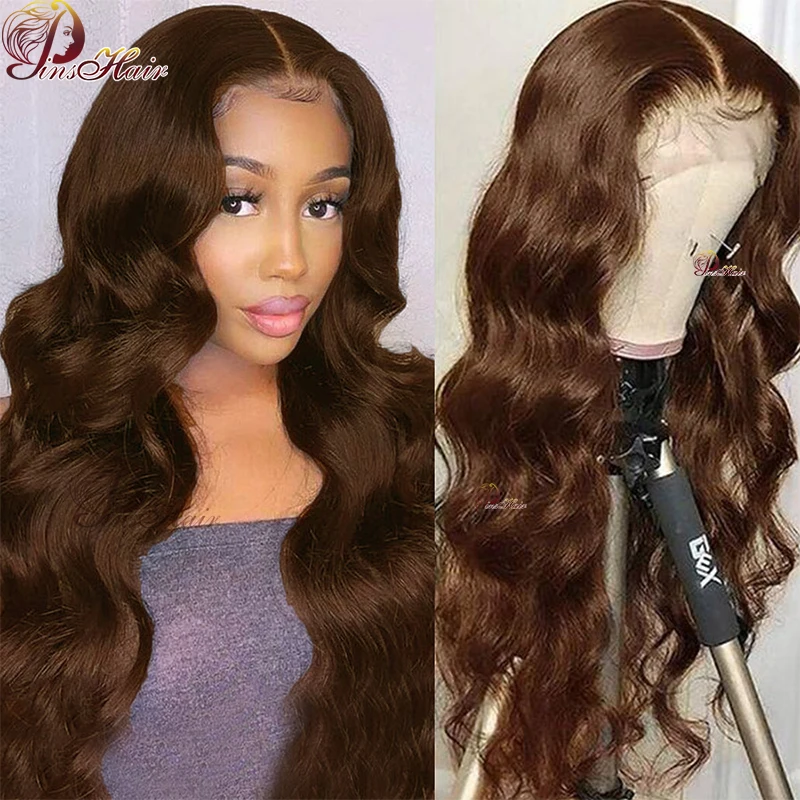 Chocolate Brown Straight Wig Lace Front Human Hair Wigs 13X4X4/13X1 Transparent Lace Frontal Wig Peruvian Remy Wig For Women