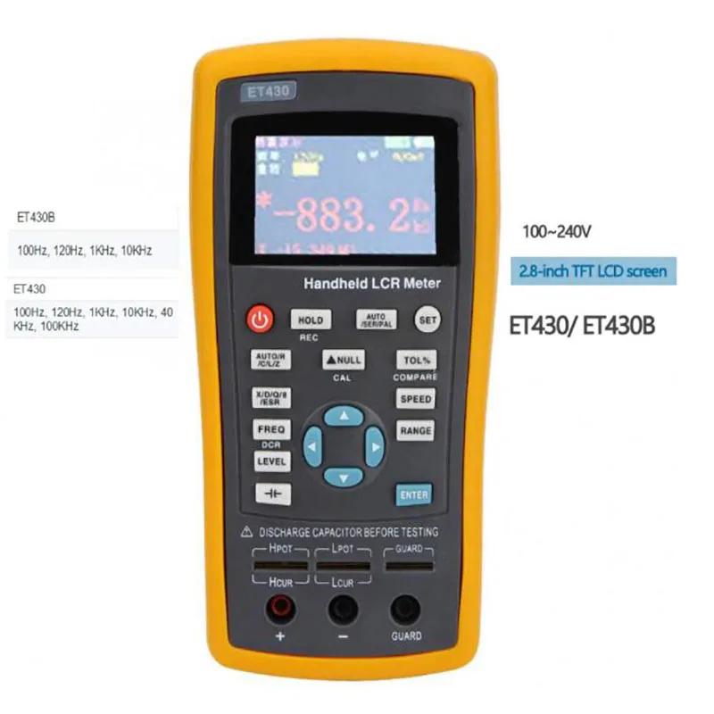

ET430 ET432 ET433 ET431 ET430B Handheld LCR High Precision Digital Bridge TFT Liquid Crystal Dissolution Resistance Met