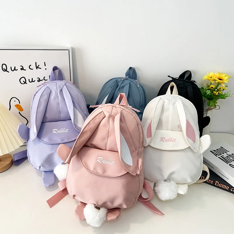 Kawaii Rabbit Shape Kindergarten Children Backpack Cute Travel Girls Schoolbag Canvas Satchel Kids Outdoor Shoulder Bag Mochila enlarge